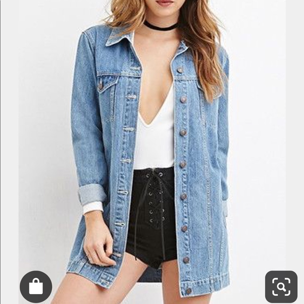 F21 Longline Denim Jacket